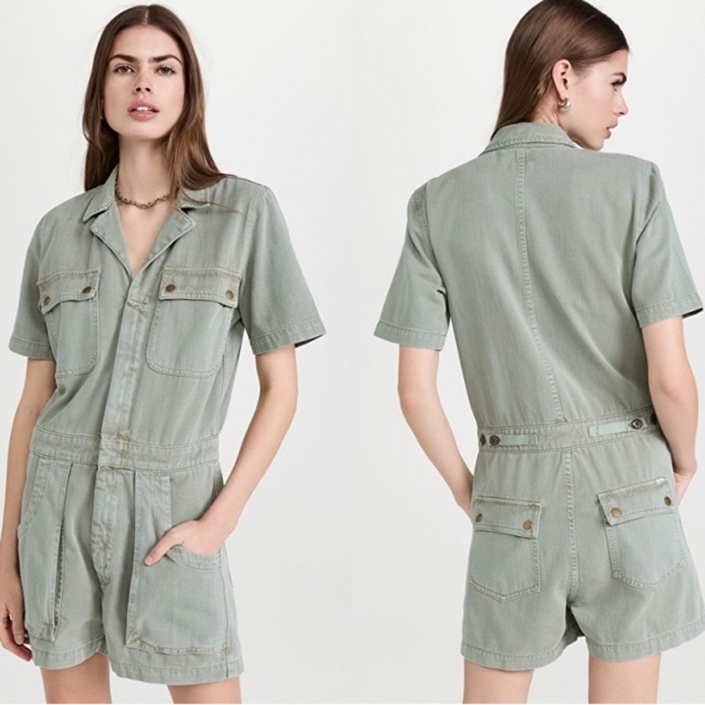 MOTHER Short Sleeve Curbside Utility Romper